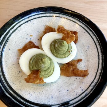 Bantam King - green eggs & ham (matcha-wasabi deviled eggs with chicken skins) - Ramen Near Me - Washington, DC, District of Columbia