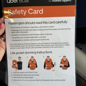 Uber Boats Thames Clippers - Safety card - Public Transportation Near Me