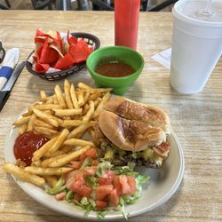Sammy's Mexican Restaurant No 2 - Adult half pound cheeseburger with bacon and crispy fries