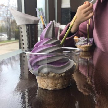 Fat Ninja Bite - Ube and black sesame soft serve (with cereal and chocolate and matcha pocky) - Japanese Near Me - Toronto, Ontario Fat Ninja Bite - Ube and black sesame soft serve (with cereal and chocolate and matcha pocky) - Japanese Near Me - Toronto, Ontario
