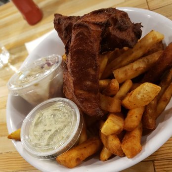 Hooked Market & Kitchen - Fish n chips cod was over cooked and dry. Fries were super good. Coleslaw meh. Dill tartar - Seafood Near Me - Latham, New York Hooked Market & Kitchen - Fish n chips cod was over cooked and dry. Fries were super good. Coleslaw meh. Dill tartar - Seafood Near Me - Latham, New York