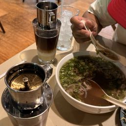 Pho tai and 115.Vietnamese Iced Coffee