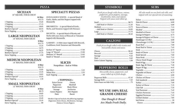 Menu photo 3 Brother's Pizza & Restaurant Cortland, OH Menu photo 3 Brother's Pizza & Restaurant Cortland, OH