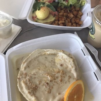 Aloha Kitchen - Coconut Macadamia Souflee Pancake & Salmon Eggs Benedict - take out - Breakfast & Brunch Near Me - Honolulu, Hawaii Aloha Kitchen - Coconut Macadamia Souflee Pancake & Salmon Eggs Benedict - take out - Breakfast & Brunch Near Me - Honolulu, Hawaii