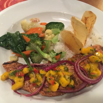 Noyo River Grill - Salmon with mango salsa - American Near Me - Fort Bragg, California