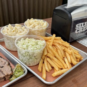 Silver Creek Barbeque - 2 pints Mac & Cheese 1 pint coleslaw Fries - Barbeque Near Me - San Jose, California Silver Creek Barbeque - 2 pints Mac & Cheese 1 pint coleslaw Fries - Barbeque Near Me - San Jose, California