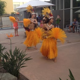 Dancers in the pool area of clubhouse