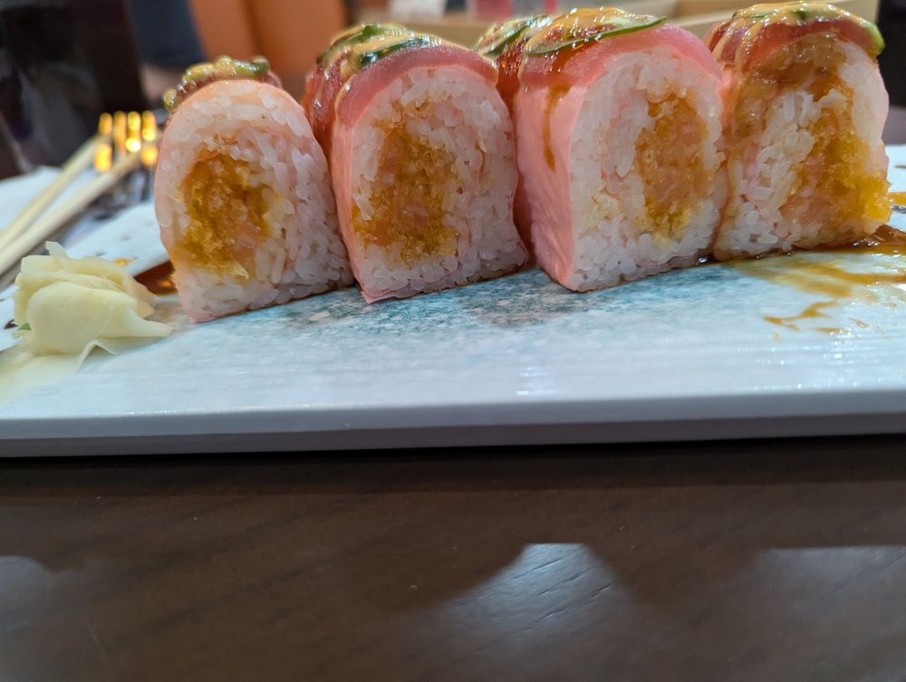 Food from Super Bowl Mongolian grill and Sushi