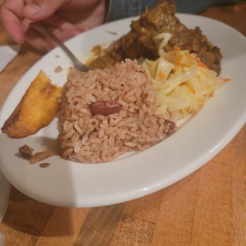 Mobay Cafe - Curry goat, rice and peas, cabbage and plantain. - Cafes Near Me - Milwaukee, Wisconsin