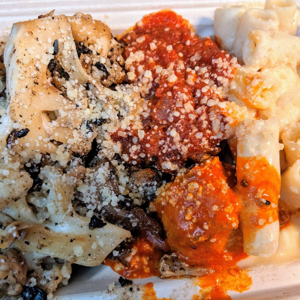 Ball or Nothing - Roasted Cauliflower, classic meatball, veggie meatball, Buffalo chicken meatball, mac and cheese - Italian Near Me Ball or Nothing - Roasted Cauliflower, classic meatball, veggie meatball, Buffalo chicken meatball, mac and cheese - Italian Near Me