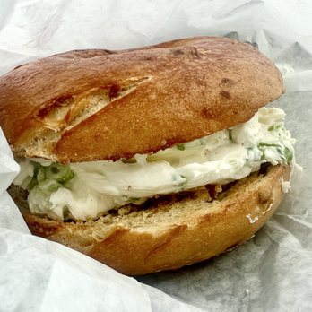 B's Bagels & Butters - Onion bagel with scallion schmear - Bagels Near Me - Gig Harbor, Washington
