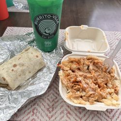 Burrito-Ville - Cheesesteak burrito jr, buffalo dirty fries mini, and medium cherry Pepsi.