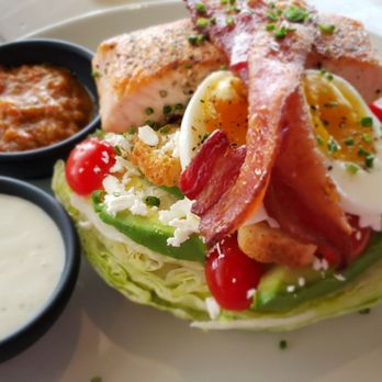 Moxies - Salmon and Cobb salad - Cocktail Bars Near Me - Houston, Texas