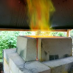 Chico Ceramics Center - Kiln chimney during a reduction firing