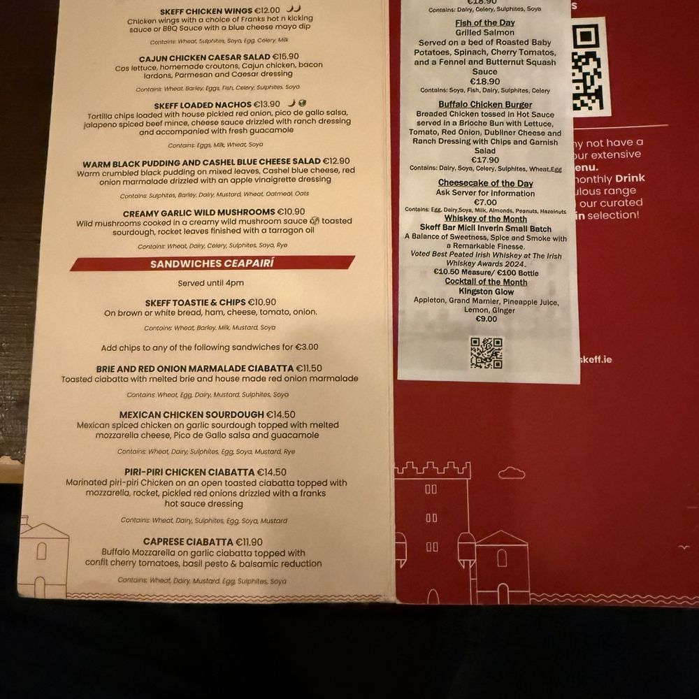 The Skeff Bar - Menu 2 - Bars Near Me - Galway, G The Skeff Bar - Menu 2 - Bars Near Me - Galway, G