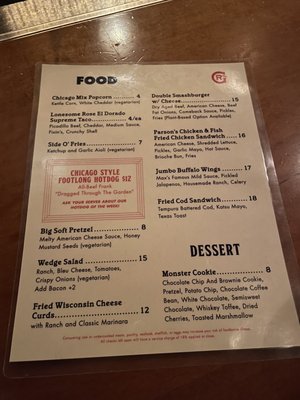 Menu photo 2 Game Room Chicago, IL