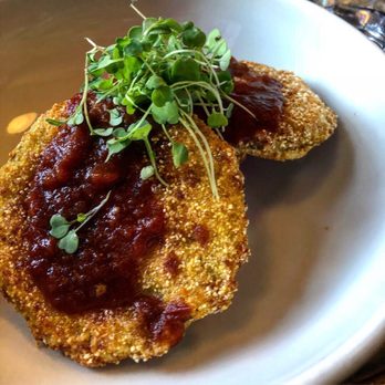 Jacob's Pickles - Grit Crusted Fried Green Tomatoes - Comfort Food Near Me - New York, New York Jacob's Pickles - Grit Crusted Fried Green Tomatoes - Comfort Food Near Me - New York, New York