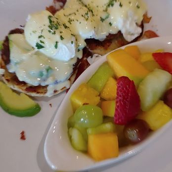 The Scratch Room - California Benedict with fruit - Breakfast & Brunch Near Me - Anaheim, California The Scratch Room - California Benedict with fruit - Breakfast & Brunch Near Me - Anaheim, California