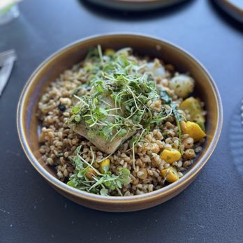 The Sur House - Mediterranean Grain Bowl with Rockfish - New American Near Me - Big Sur, California The Sur House - Mediterranean Grain Bowl with Rockfish - New American Near Me - Big Sur, California