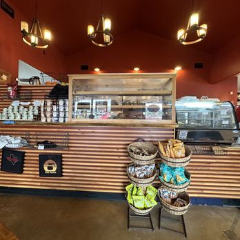 Blanco Brew - Pastry cabinet and merch - Bakeries Near Me - Wimberley, Texas