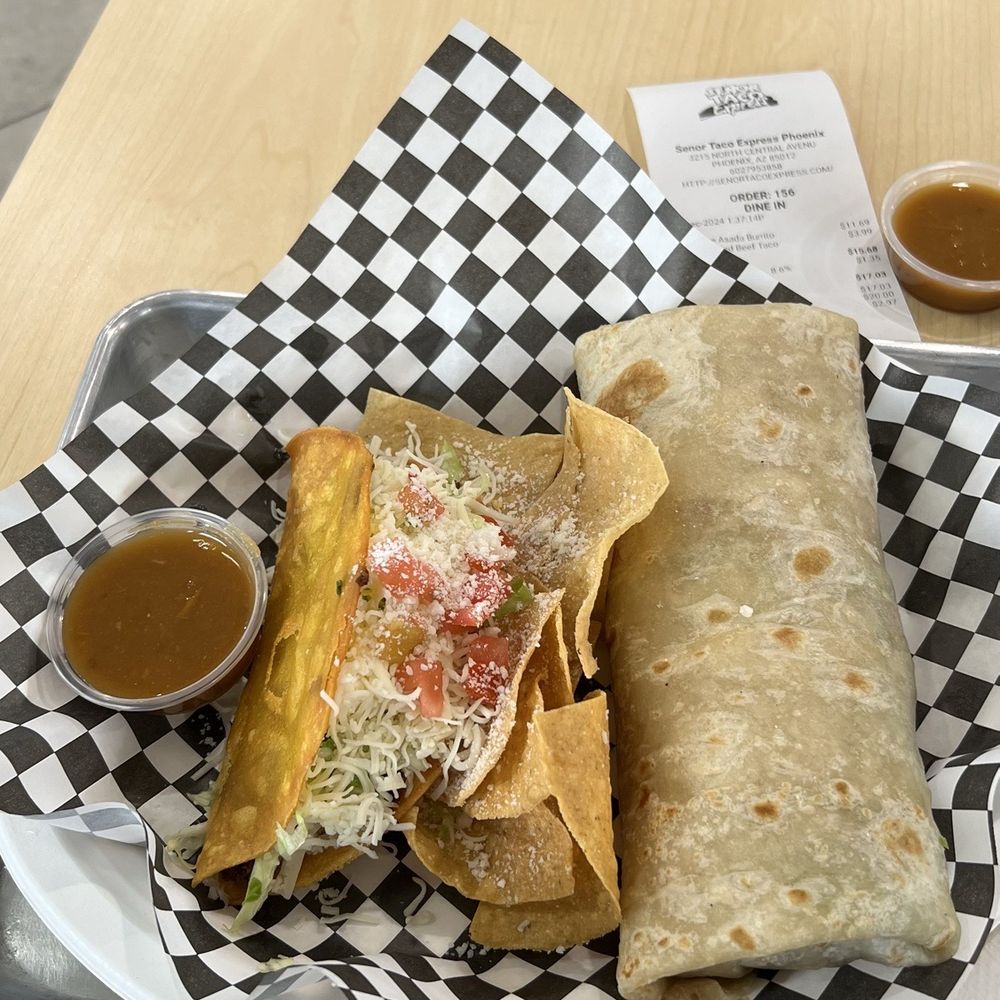 Senor Taco Express - Shredded beef taco with Carne Asada burrito very delicious - Mexican Near Me - Phoenix, Arizona