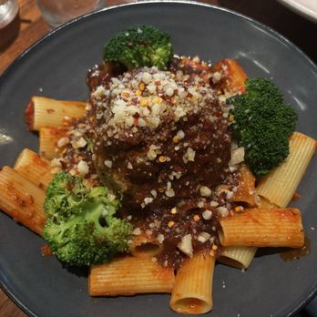 Doc B's Restaurant + Bar - Rigatoni with our 1 lb. Angry Meatball - New American Near Me - Austin, Texas