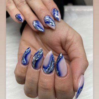 Nail Esteem - Acrylic refill with blooming gel design - Nail Technicians Near Me - Milford, Connecticut