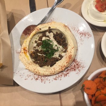Oren's Hummus - Hummus (beef), carrots, eggplant, labane, fries! - Mediterranean Near Me - Cupertino, California