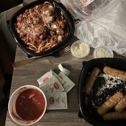 Lorenzo's Italian Restaurant - Spaghetti & Meat Sauce add Meatballs  Cheese Sticks