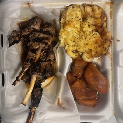 Views Bar & Grill - Lamb chops, macaroni and cheese, candied yams.