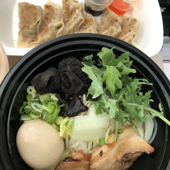 Tomizo Ramen - pic of ramen without broth and gyoza above it. - Ramen Near Me - Gardena, California Tomizo Ramen - pic of ramen without broth and gyoza above it. - Ramen Near Me - Gardena, California
