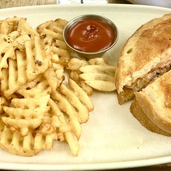 Three Bears Brewery and Restaurant - Confit Ahi Tuna Melt Sandwich with Waffle Fries. - Brewpubs Near Me - Banff, Alberta Three Bears Brewery and Restaurant - Confit Ahi Tuna Melt Sandwich with Waffle Fries. - Brewpubs Near Me - Banff, Alberta
