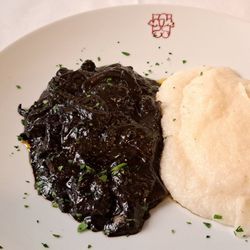 Antiche Carampane - Venetian style Cuttlefish (black sauce) with soft polenta Bianco Perla. 2024 04 23. M0.