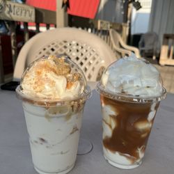 Main Eatery - (Left) banana vanilla wafer brain freeze (right) nutter butter brain freeze