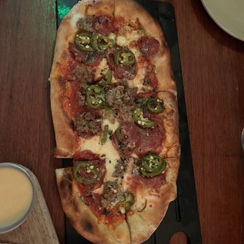 Tavern Hall - Jalapeno, Sausage & Soppressat Flatbread - New American Near Me - Bellevue, Washington Tavern Hall - Jalapeno, Sausage & Soppressat Flatbread - New American Near Me - Bellevue, Washington