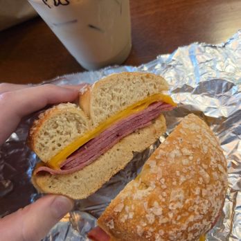 Tahoe Bagel - Salt Bagel w/ pork roll & cheddar - Bagels Near Me - Reno, Nevada