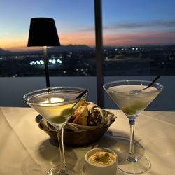 Beautiful sunset view and Dirty Martinis.