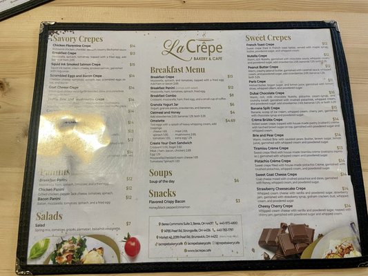 Menu photo 1 La Crepe Bakery & Cafe Berea, OH Menu photo 1 La Crepe Bakery & Cafe Berea, OH