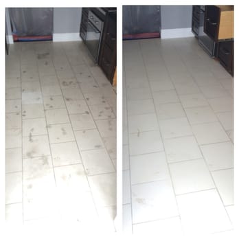 Alex Stone & Tile Services - Before on the left and After on the right - Flooring Near Me