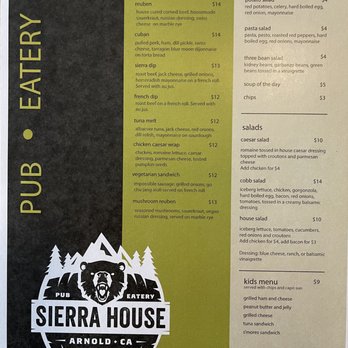 Sierra House Pub & Eatery - Food Menu - Pubs Near Me - Arnold, California Sierra House Pub & Eatery - Food Menu - Pubs Near Me - Arnold, California