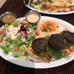 Kafta Platter- shrimp special in the background