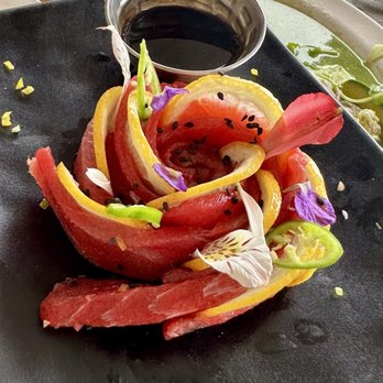 Ocean Grill - FRESH TUNA SASHIMI With a special soy sauce and wasabi - Steakhouses Near Me - Puerto Vallarta, JAL Ocean Grill - FRESH TUNA SASHIMI With a special soy sauce and wasabi - Steakhouses Near Me - Puerto Vallarta, JAL