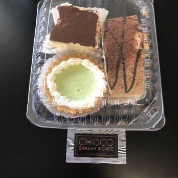 Choco Bakery & Cafe - Lady Finger Tiramisu (top), Mocha Roulette cake (right), Key Lime Tart (bottom) - Patisserie/Cake Shop Near Me - Corona, California
