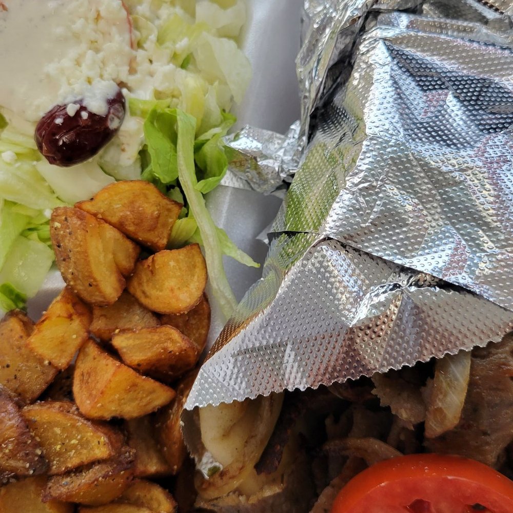 Athena's Gyros - Gyro combo with potatoes & salad. - Mediterranean Near Me - Loganville, Georgia Athena's Gyros - Gyro combo with potatoes & salad. - Mediterranean Near Me - Loganville, Georgia