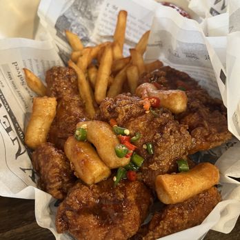 Krisp Korean Fried Chicken - Spicy Soy. Was told this would be sweet by server. It's not. - Chicken Shop Near Me - Houston, Texas