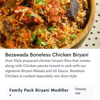 Royal Biryani House - The menu picture of my meal. Does it look a "little" different from what I received? I'd so say so! - Indian Near Me - Bothell, Washington Royal Biryani House - The menu picture of my meal. Does it look a "little" different from what I received? I'd so say so! - Indian Near Me - Bothell, Washington