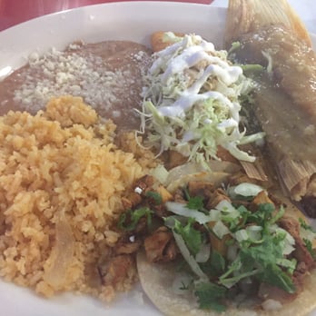 La Dona - Combo platter: pork tamale, cheese enchilada, and al pastor taco. Delicious. - Mexican Near Me - Fairfield, California La Dona - Combo platter: pork tamale, cheese enchilada, and al pastor taco. Delicious. - Mexican Near Me - Fairfield, California