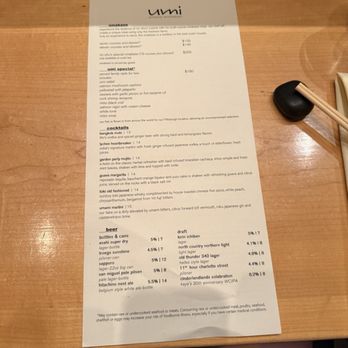 Umi - Menu - Japanese Near Me - Pittsburgh, Pennsylvania