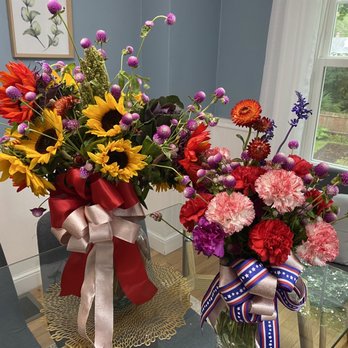 Wegmans - Less than $20 -- sunflower & carnation bouquet -- I just added a DIY bow and voilà! - Grocery Near Me - Burlington, Massachusetts