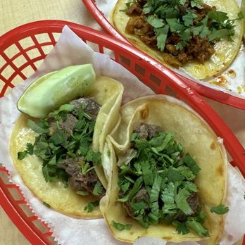 Taqueria Tres Amigos - Lengua tacos and al pastor taco in the back (no onion) - Mexican Near Me - Akron, Ohio Taqueria Tres Amigos - Lengua tacos and al pastor taco in the back (no onion) - Mexican Near Me - Akron, Ohio